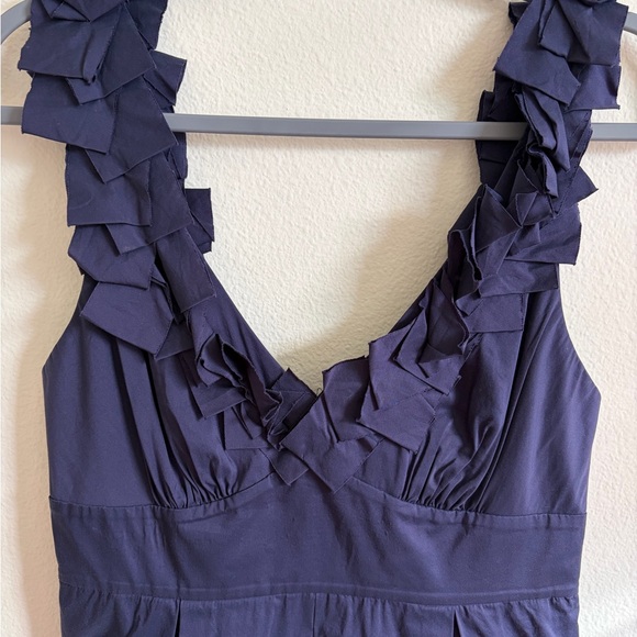 Navy Ruffle Dress - Picture 2 of 5
